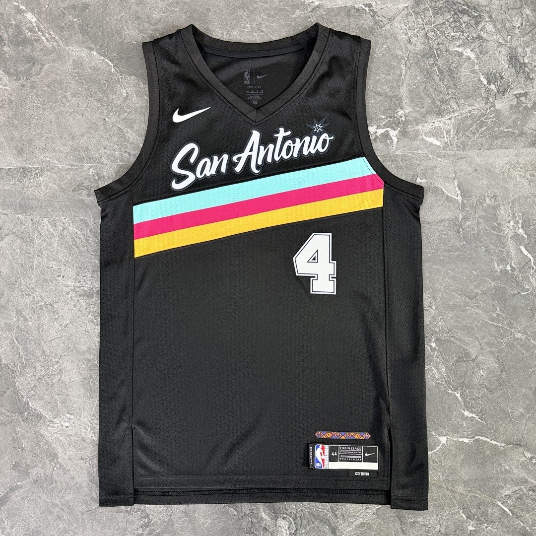 Camiseta NBA San Antonio Spurs – FOX #4 – City Edition · negra · 2026/27 - vista 1