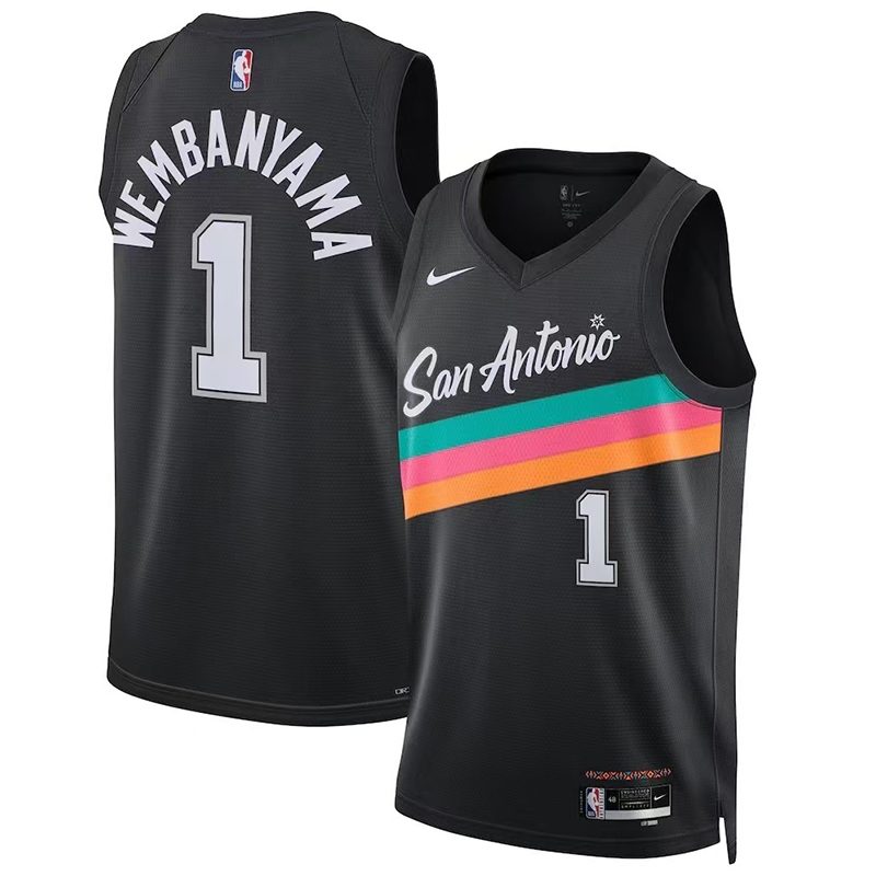 Camiseta NBA San Antonio Spurs – WEMBANYAMA #1 – City Edition · negra · 2026 - vista 1