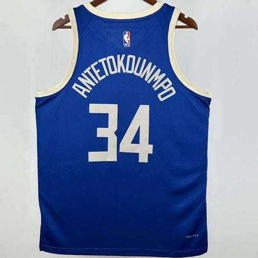 Camiseta NBA Milwaukee Bucks – ANTETOKOUNMPOL #34 – City Edition · azul · 2025/26 - vista 2