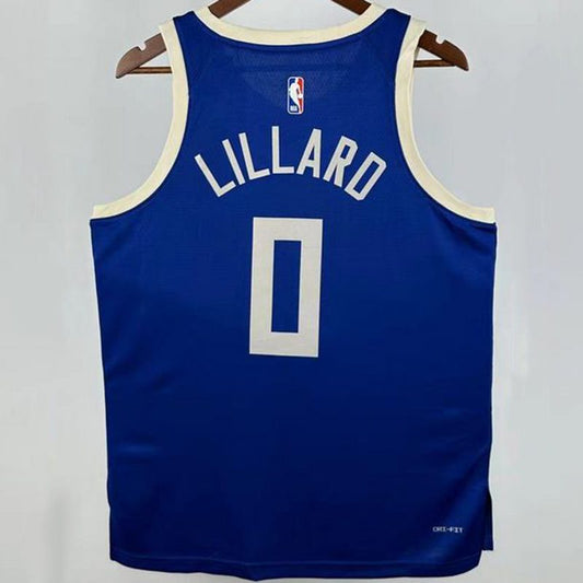 Camiseta NBA Milwaukee Bucks – LILLARD #0 – City Edition · azul · 2025/26 - vista 2