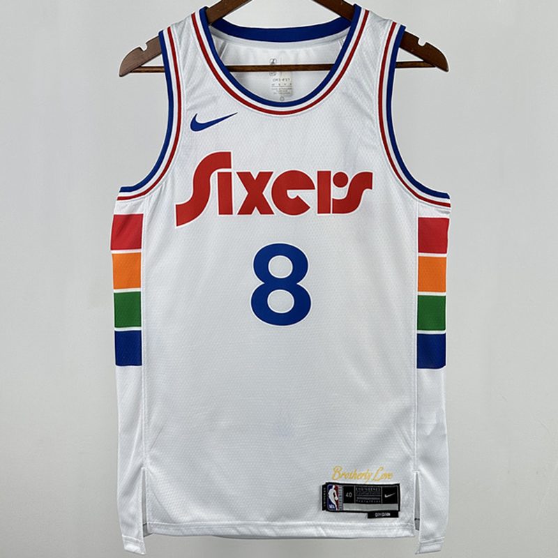 Camiseta NBA Philadelphia 76ers – GEORGEG #8 – City Edition · blanca · 2025 - vista 1