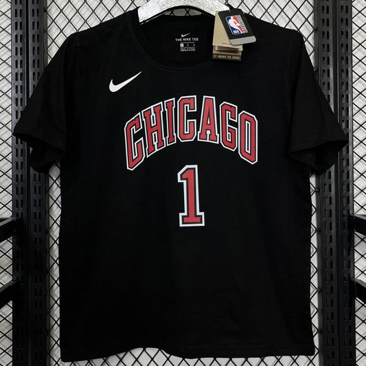 Camiseta casual NBA Chicago Bulls – ROSE #1 – negra · 2025 - vista 2