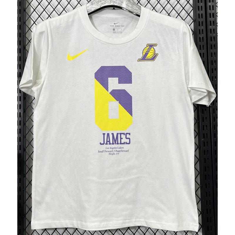 Camiseta casual NBA Los Angeles Lakers – JAMES #6 – blanca · 2025 - vista 1