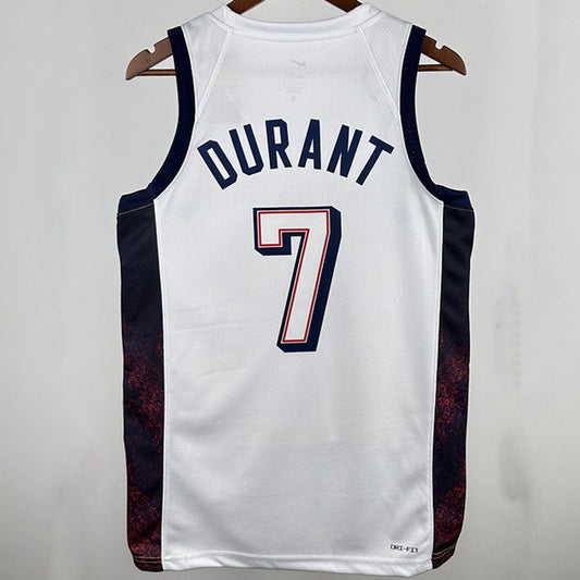 Camiseta NBA Selecciones y Juegos Olímpicos – DURANT #7 – blanca · 2024 - vista 2