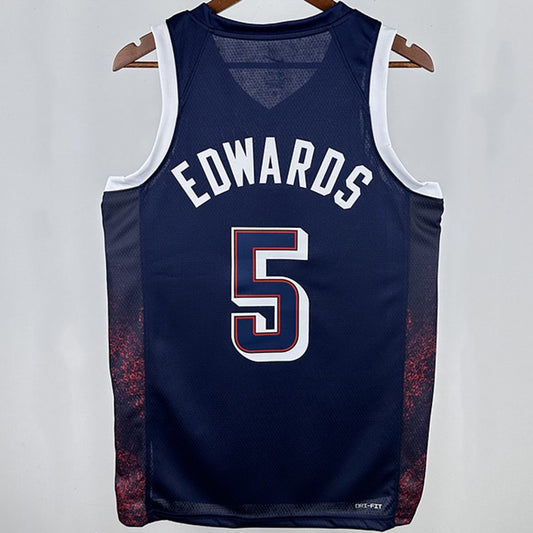 Camiseta NBA Selecciones y Juegos Olímpicos – EDWARDS #5 – azul zafiro · 2025 - vista 2