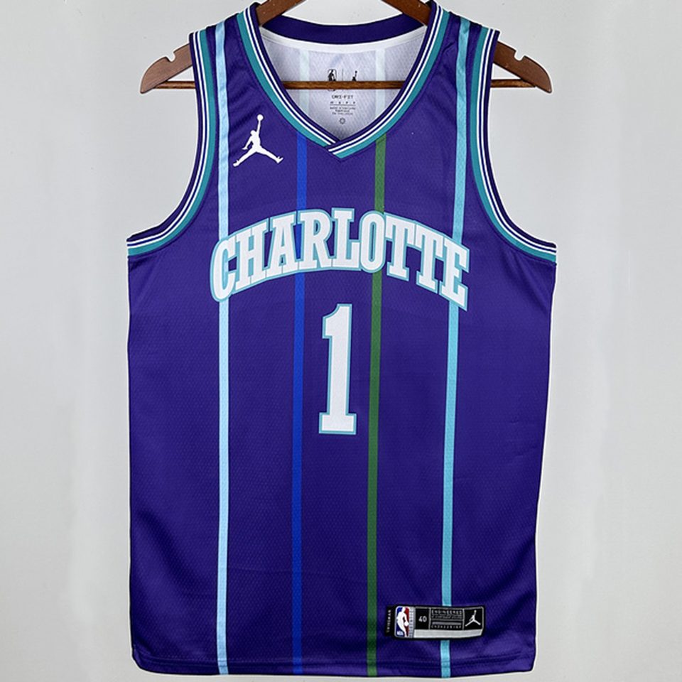 Camiseta NBA retro Charlotte Hornets – BALL #1 – Retro · morada · 2020 - vista 1