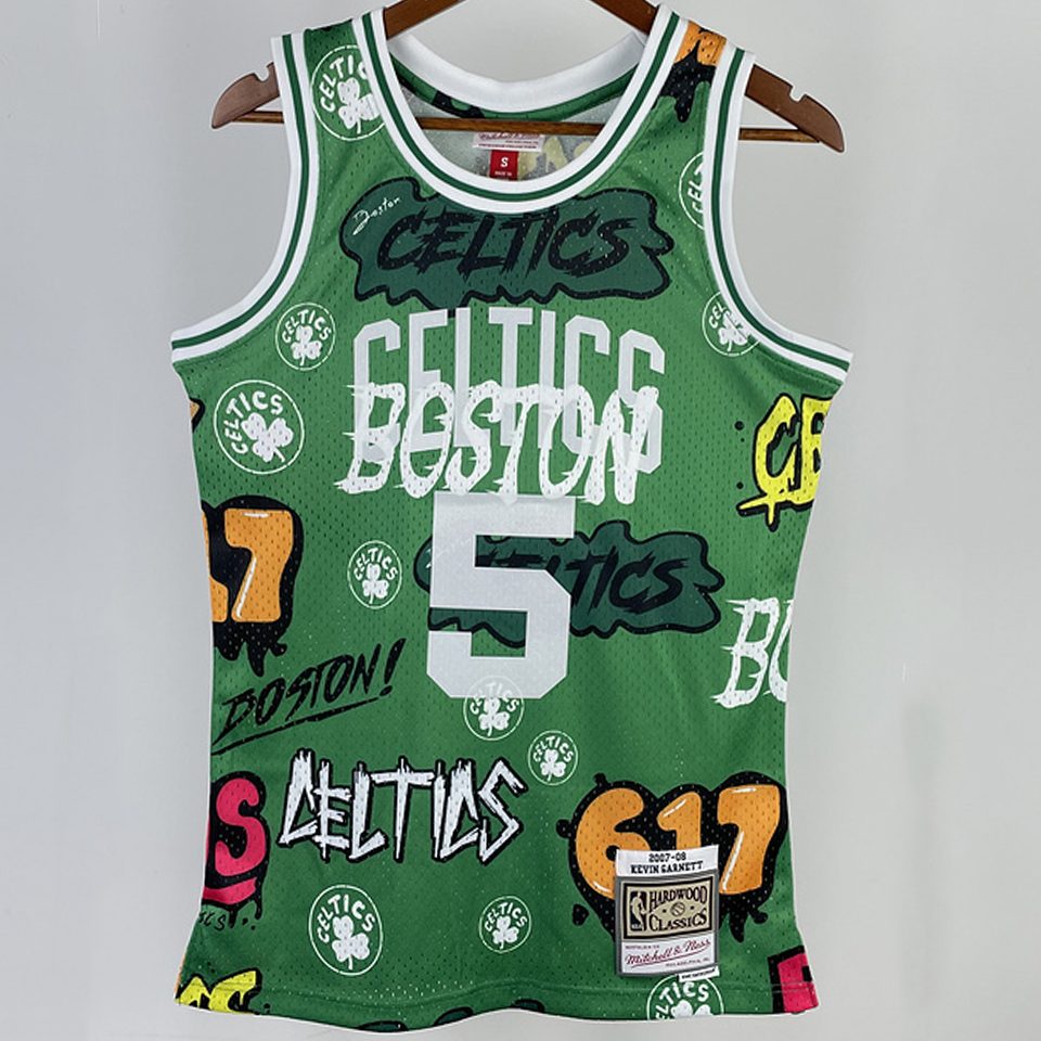 Camiseta NBA retro Boston Celtics – GARNETT #5 – Retro · verde · 1907/08 - vista 1