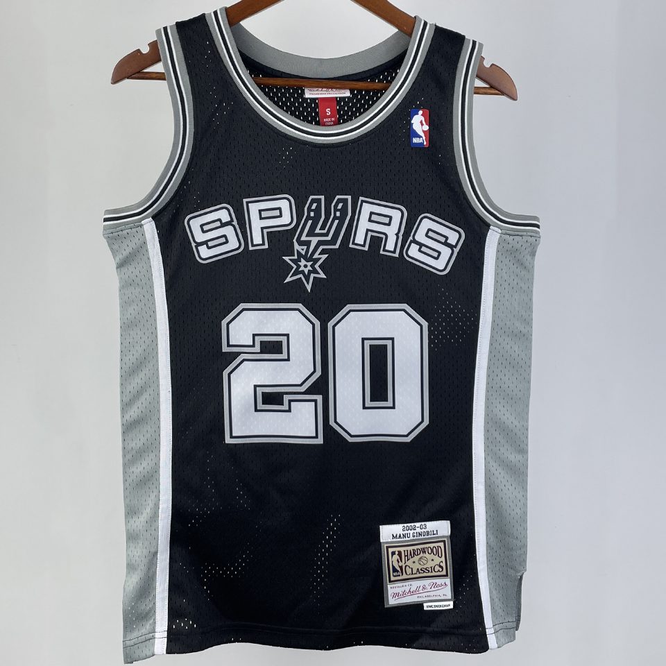 Camiseta NBA retro San Antonio Spurs – GINOBILI #20 – Retro · negra · 2002/03 - vista 1