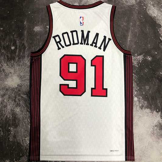 Camiseta NBA Chicago Bulls – RODMAN #91 – City Edition · blanca - vista 2