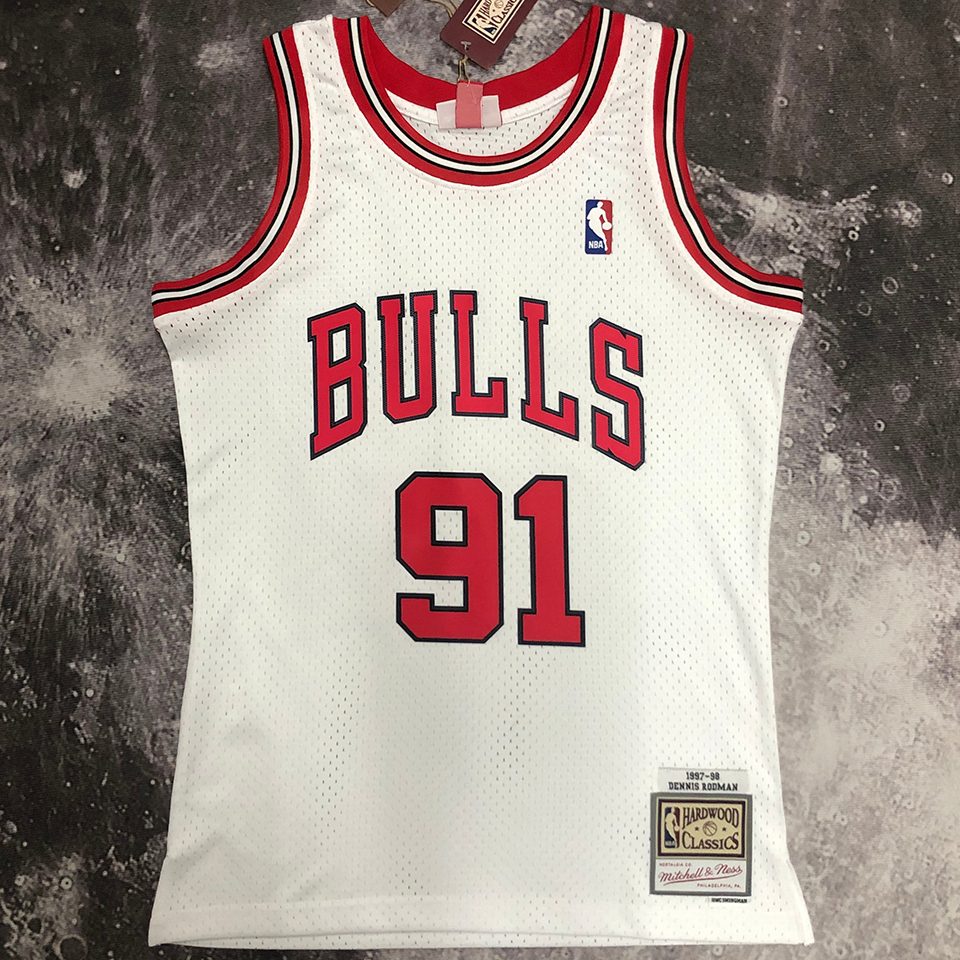 Camiseta NBA retro Chicago Bulls – RODMAN #91 – Retro · blanca · 1997/98 - vista 1