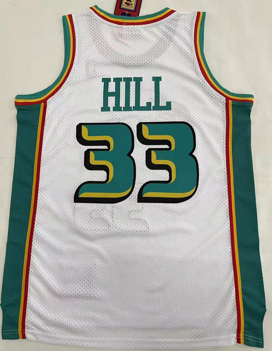 Camiseta NBA retro Detroit Pistons – HILL #33 – Retro · blanca · 1998/99 - vista 2