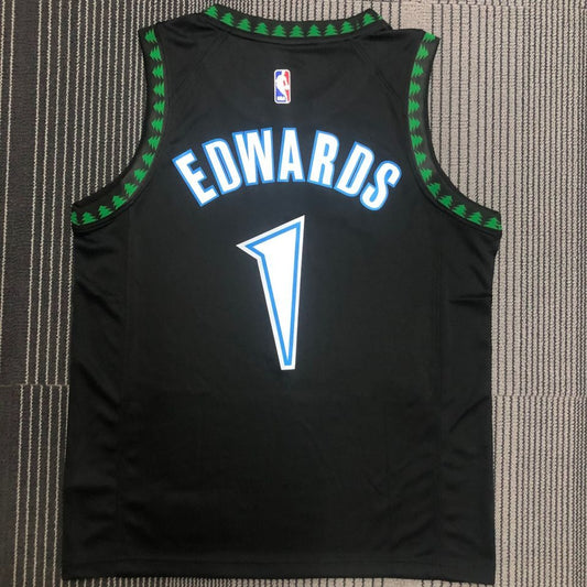 Camiseta NBA retro Minnesota Timberwolves – EDWARDS #1 – Retro · negra · 2018 - vista 2