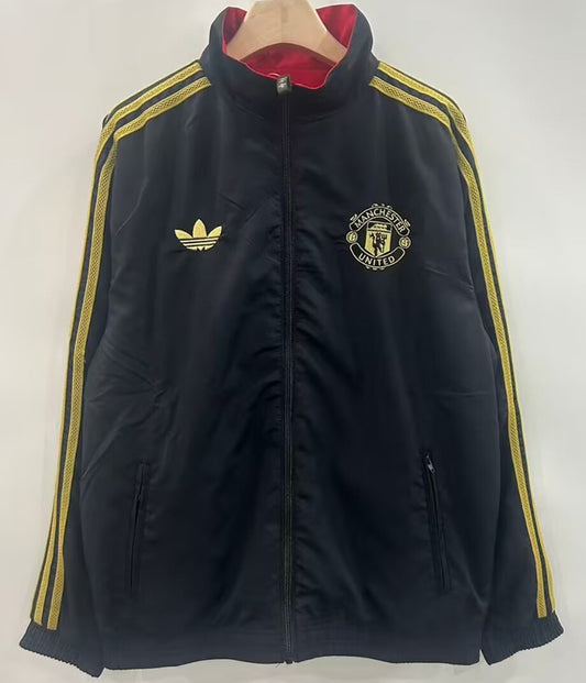 Manchester United 25/26 Cortavientos Black Red Double Sided Windbreaker
