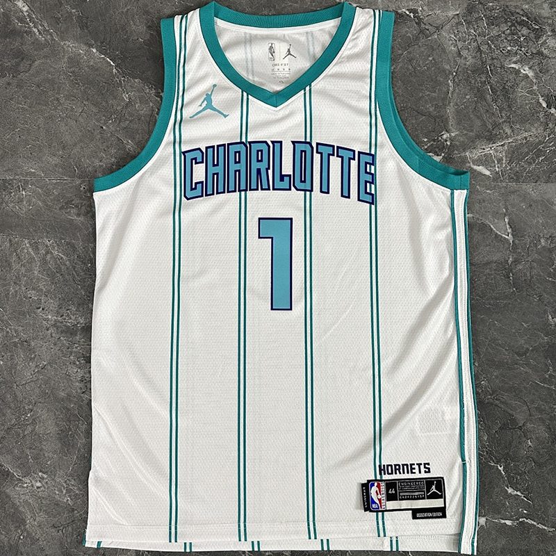 Camiseta NBA Charlotte Hornets – BALL #1 – blanca · 2023 - vista 1