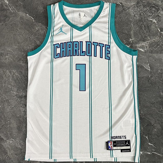 Camiseta NBA Charlotte Hornets – BALL #1 – blanca · 2023 - vista 1