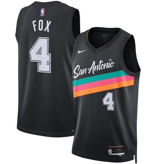 Camiseta NBA San Antonio Spurs – FOX #4 – City Edition · negra · 2026 - vista 1