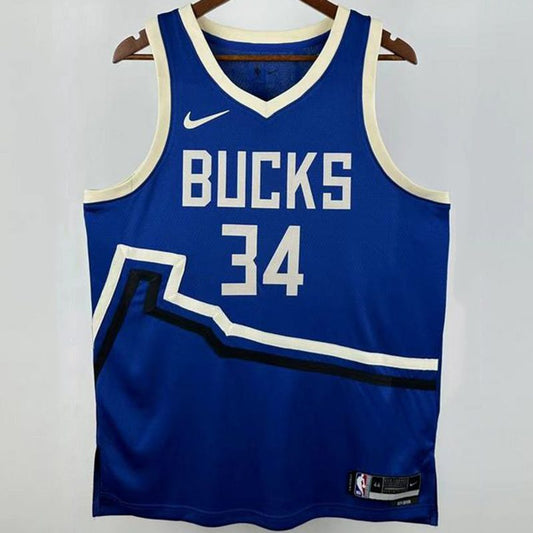 Camiseta NBA Milwaukee Bucks – ANTETOKOUNMPOL #34 – City Edition · azul · 2025/26 - vista 1