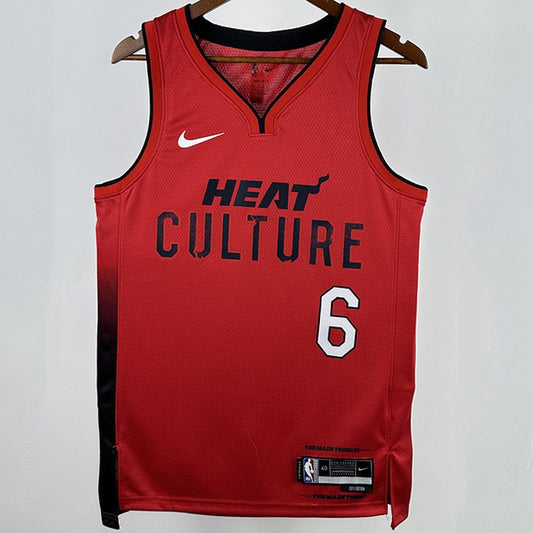 Camiseta NBA Miami Heat – JAMES #6 – City Edition · roja · 2025 - vista 1