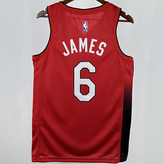 Camiseta NBA Miami Heat – JAMES #6 – City Edition · roja · 2025 - vista 2