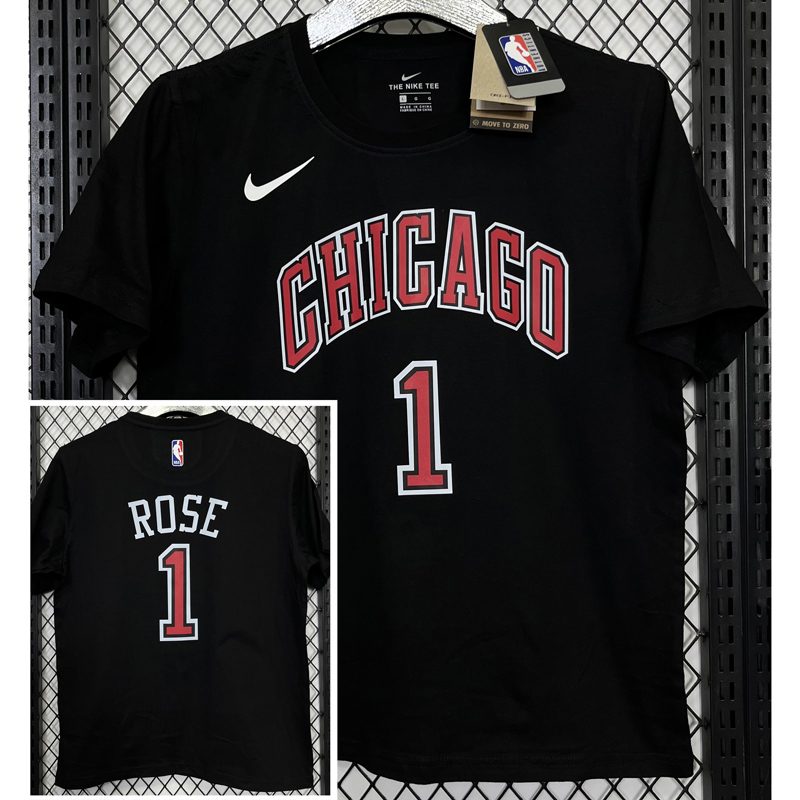 Camiseta casual NBA Chicago Bulls – ROSE #1 – negra · 2025 - vista 1