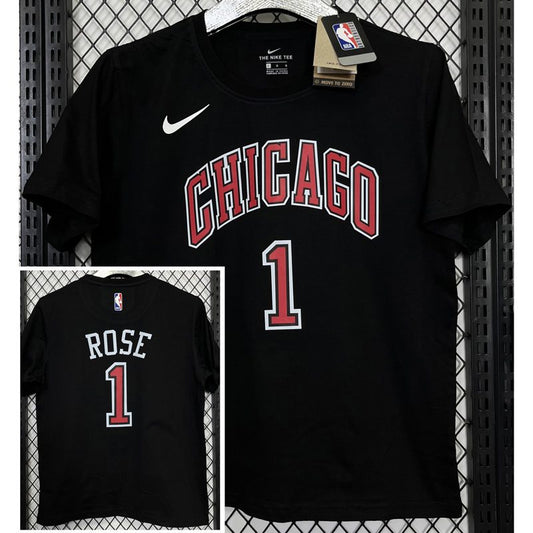 Camiseta casual NBA Chicago Bulls – ROSE #1 – negra · 2025 - vista 1