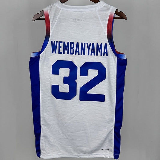 Camiseta NBA Selecciones y Juegos Olímpicos – WEMBANYAMA #32 – blanca · 2024 - vista 2
