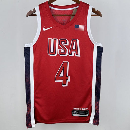 Camiseta NBA Selecciones y Juegos Olímpicos – CURRY #4 – roja · 2024 - vista 1