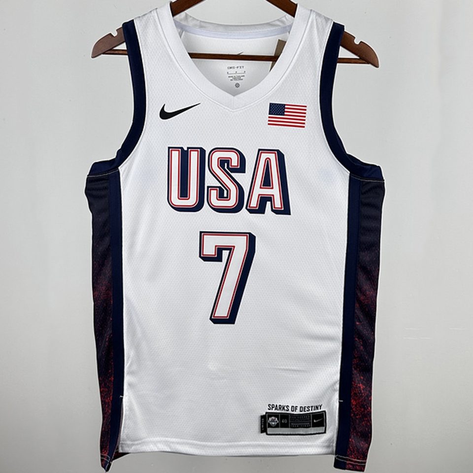 Camiseta NBA Selecciones y Juegos Olímpicos – DURANT #7 – blanca · 2024 - vista 1