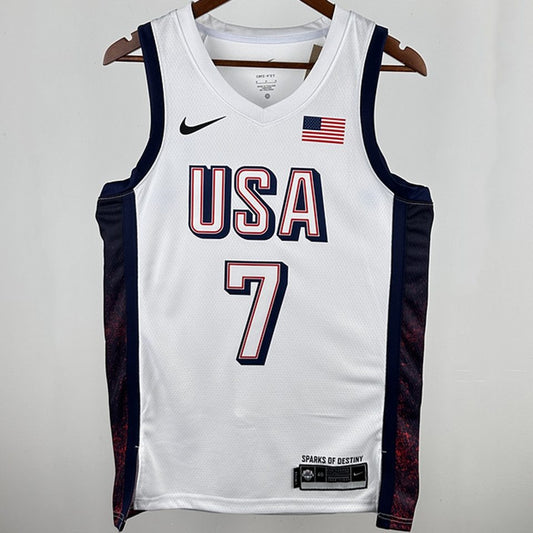 Camiseta NBA Selecciones y Juegos Olímpicos – DURANT #7 – blanca · 2024 - vista 1