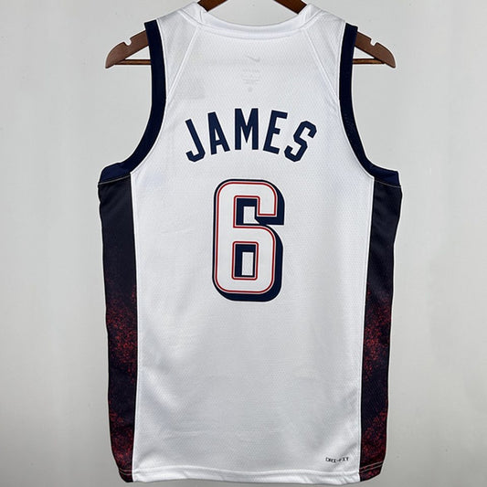 Camiseta NBA Selecciones y Juegos Olímpicos – JAMES #6 – blanca · 2024 - vista 2