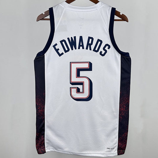 Camiseta NBA Selecciones y Juegos Olímpicos – EDWARDS #5 – blanca · 2025 - vista 2