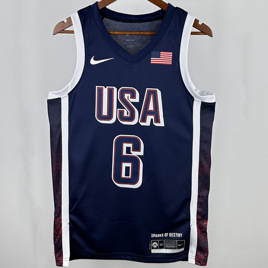 Camiseta NBA Selecciones y Juegos Olímpicos – JAMES #6 – azul zafiro · 2025 - vista 1