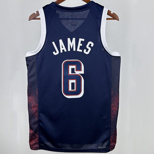 Camiseta NBA Selecciones y Juegos Olímpicos – JAMES #6 – azul zafiro · 2025 - vista 2