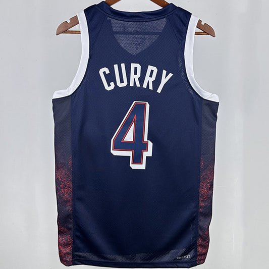 Camiseta NBA Selecciones y Juegos Olímpicos – CURRY #4 – azul zafiro · 2025 - vista 2