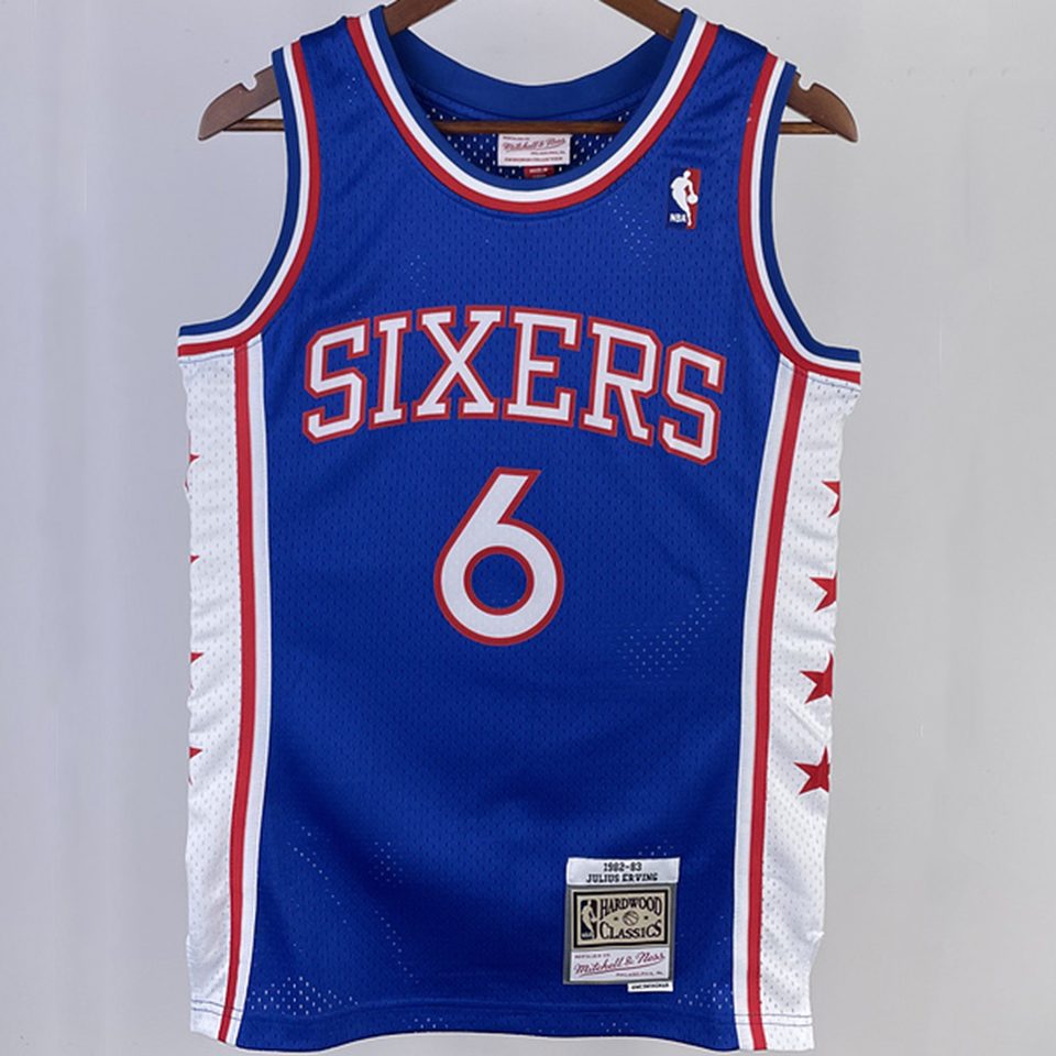 Camiseta NBA retro Philadelphia 76ers – ERVING #6 – Retro · azul · 1982/83 - vista 1
