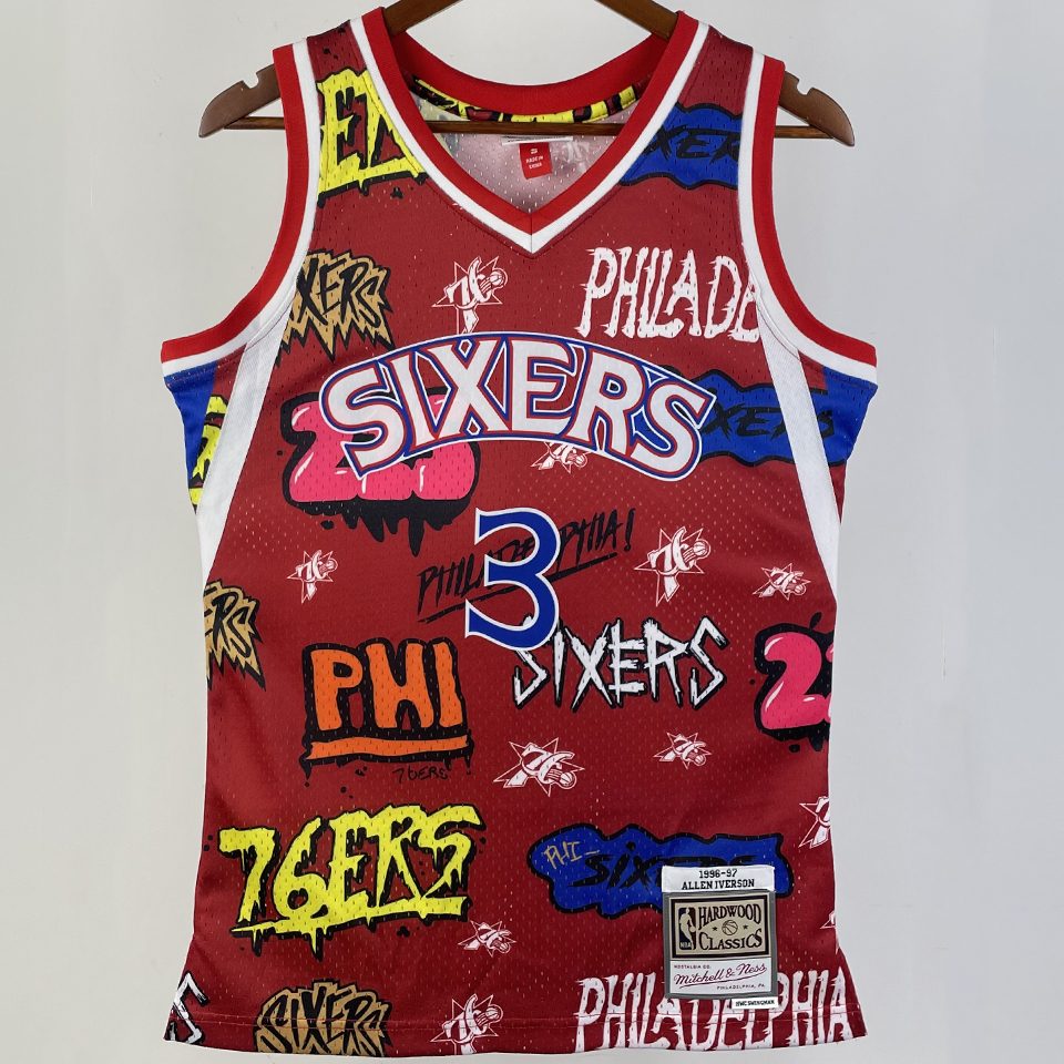 Camiseta NBA retro Philadelphia 76ers – IVERSON #3 – Retro · roja · 1996/97 - vista 1