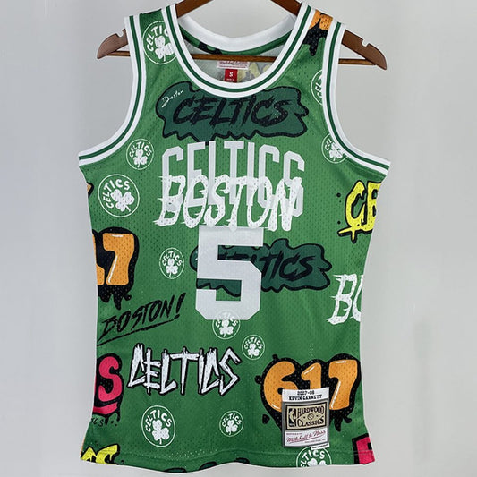 Camiseta NBA retro Boston Celtics – GARNETT #5 – Retro · verde · 1907/08 - vista 1