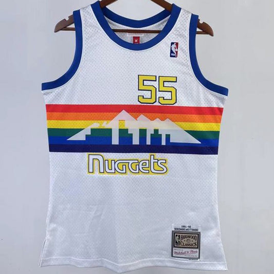 Camiseta NBA retro Denver Nuggets – MUTOMBO #55 – Retro · blanca · 1991/92 - vista 1