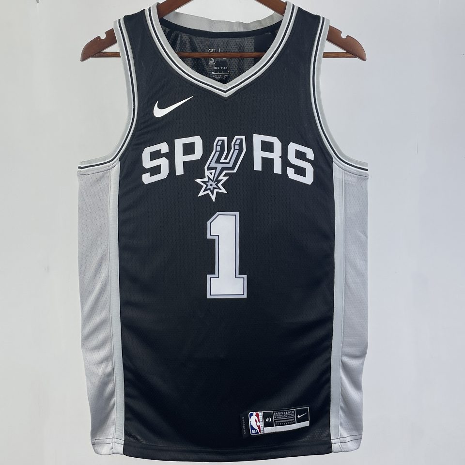 Camiseta NBA San Antonio Spurs – WEMBANYAMA #1 – negra · 2023/24 - vista 1