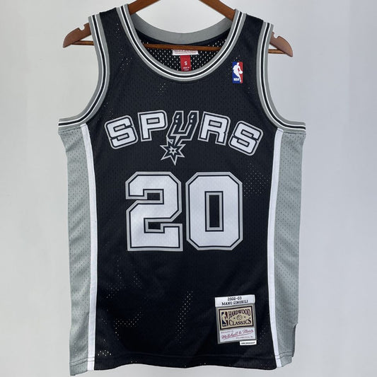 Camiseta NBA retro San Antonio Spurs – GINOBILI #20 – Retro · negra · 2002/03 - vista 1