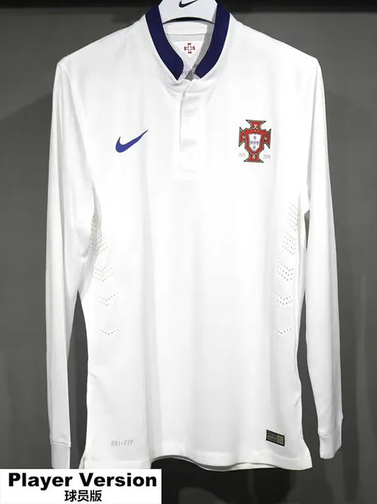 Selección de Portugal Retro Versión Jugador 2014 Visitante Manga Larga