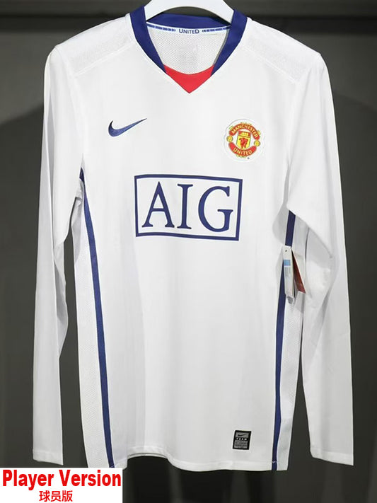 Manchester United Visitante Versión Jugador Retro 2008 Manga larga