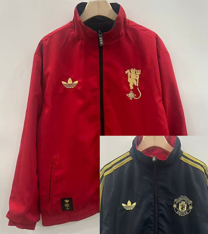 Manchester United 25/26 Cortavientos Black Red Double Sided Windbreaker