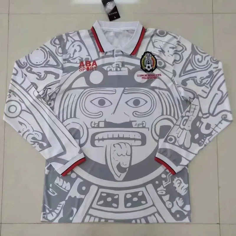 Selección de México Retro 1998 Visitante Blanca Manga Larga