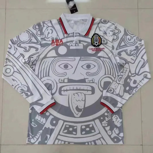 Selección de México Retro 1998 Visitante Blanca Manga Larga