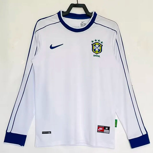 Selección de Brasil Retro 1998 Blanca Manga Larga